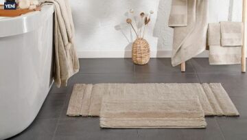 Yataş Bedding Felicia Banyo Paspası Seti - Bej (50x60 cm + 60x100 cm)