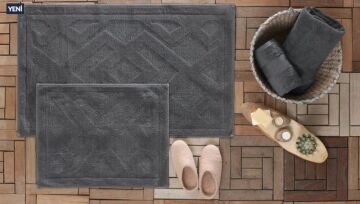 Yataş Bedding Milo Banyo Paspası Seti - Antrasit (50x60 cm + 60x100 cm)
