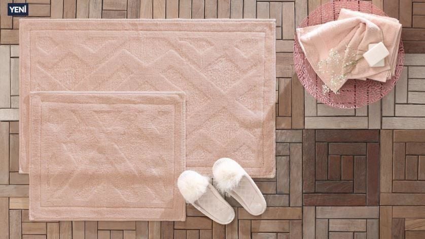 Yataş Bedding Milo Banyo Paspası Seti - Pudra (50x60 cm + 60x100 cm)