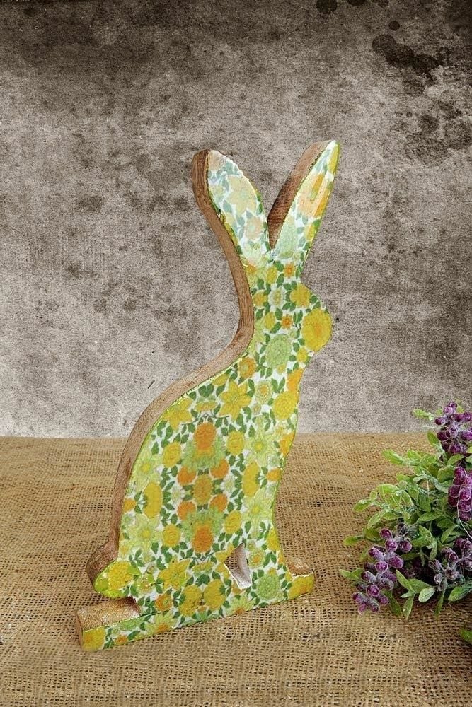 Biev Şiva Çiçek Desenli Tavşan Dekor A Yeşil/Ak.Fq0006-Y