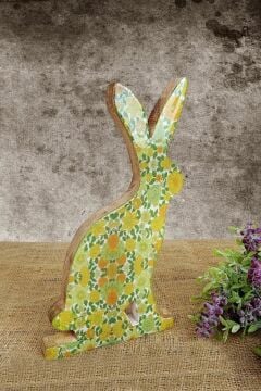 Biev Şiva Çiçek Desenli Tavşan Dekor A Yeşil/Ak.Fq0006-Y