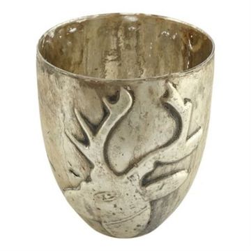 Biev Kanta Antik Geyikli Mumluk 16x18 cm