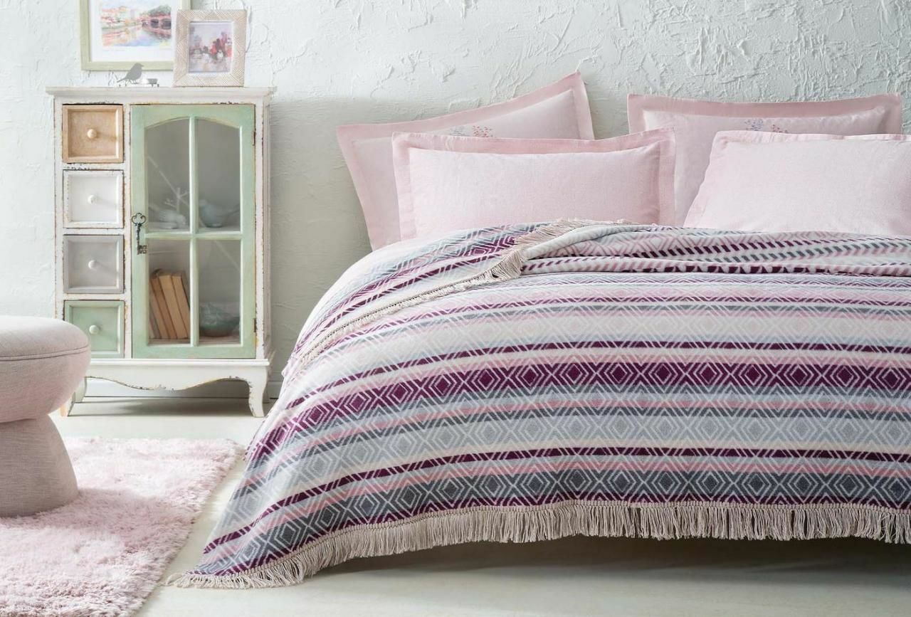 Yataş Bedding Çift Kişilik Lina Pamuk Battaniye - Mürdüm