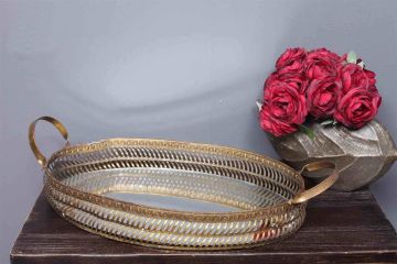 Biev Eski Gold Aynalı Tepsi