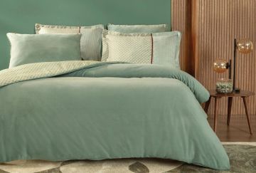 Yataş Bedding Çift Kişilik XL Rowena Kadife Saten Nevresim Takımı - Adaçayı