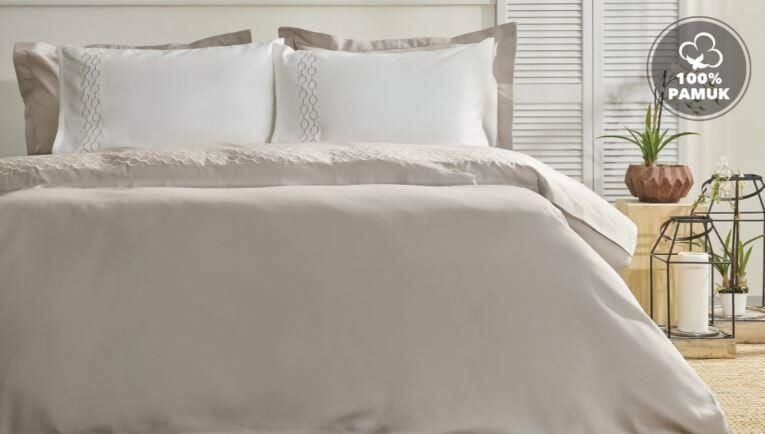 Yataş Bedding Çift Kişilik XL Urban Saten Nevresim Takımı - Vizon