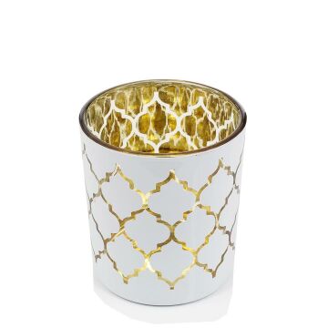 Biev Cam Mumluk Beyaz-Gold 8 cm