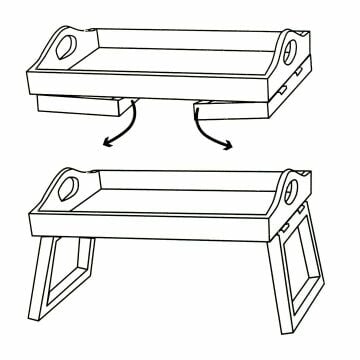 Biev Siyah Renk Katlanabilir Ahşap Servis Tepsisi