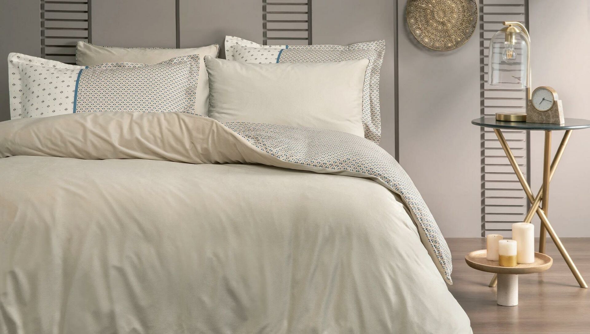 Yataş Bedding Çift Kişilik XL Uberto Saten Nevresim Takımı Bej