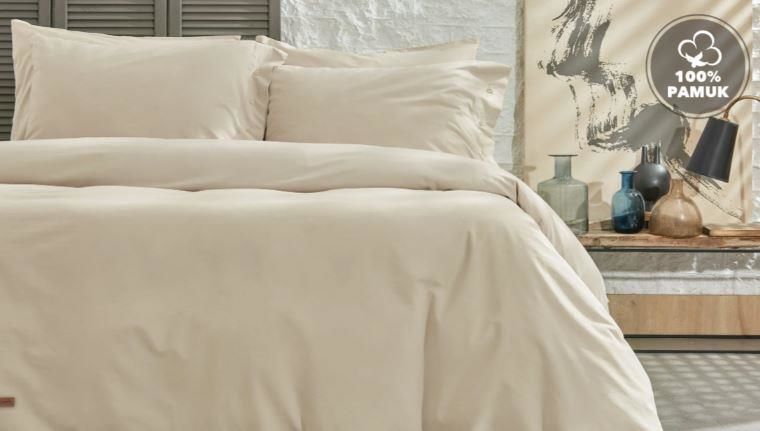 Yataş Bedding Çift Kişilik Plain Rnf Yıkamalı Nevresim Takımı - Bej