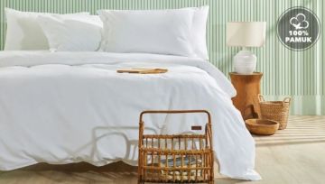 Yataş Bedding Çift Kişilik Plain Rnf Yıkamalı Nevresim Takımı - Optik Beyaz