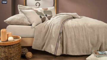 Yataş Bedding Tek Kişilik CoverMe Stone Battaniye Nevresim Takımı - Bej