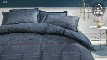 Yataş Bedding Çift Kişilik Gavin Saten Nevresim Takımı - Koyu Mavi