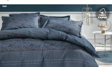 Yataş Bedding Çift Kişilik XL Gavin Saten Nevresim Takımı - Koyu Mavi