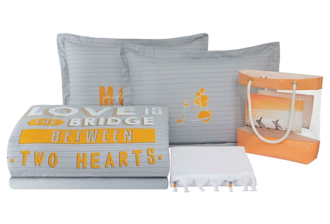 Yataş Bedding Çift Kişilik Bridge Koltuk Şalı + Nevresim Takımı Gri