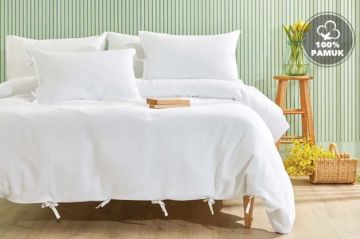 Yataş Bedding Çift Kişilik Pure Rnf Yıkamalı Nevresim Takımı - Optik Beyaz