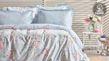 Yataş Bedding Çift Kişilik Isadora Saten Nevresim Takımı - Mavi
