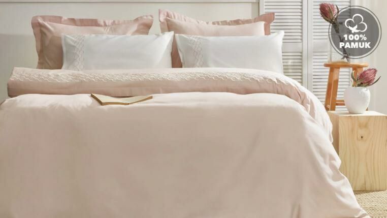 Yataş Bedding Çift Kişilik Urban Saten Nevresim Takımı - Pudra