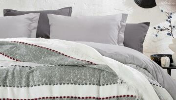 Yataş bedding Çift Kişilik Darla Yatak Örtüsü - Ekru/Gri