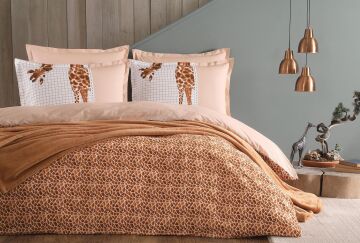 Yataş Bedding Tek Kişilik Giraffe Battaniye Nevresim Takımı Seti Kahverengi
