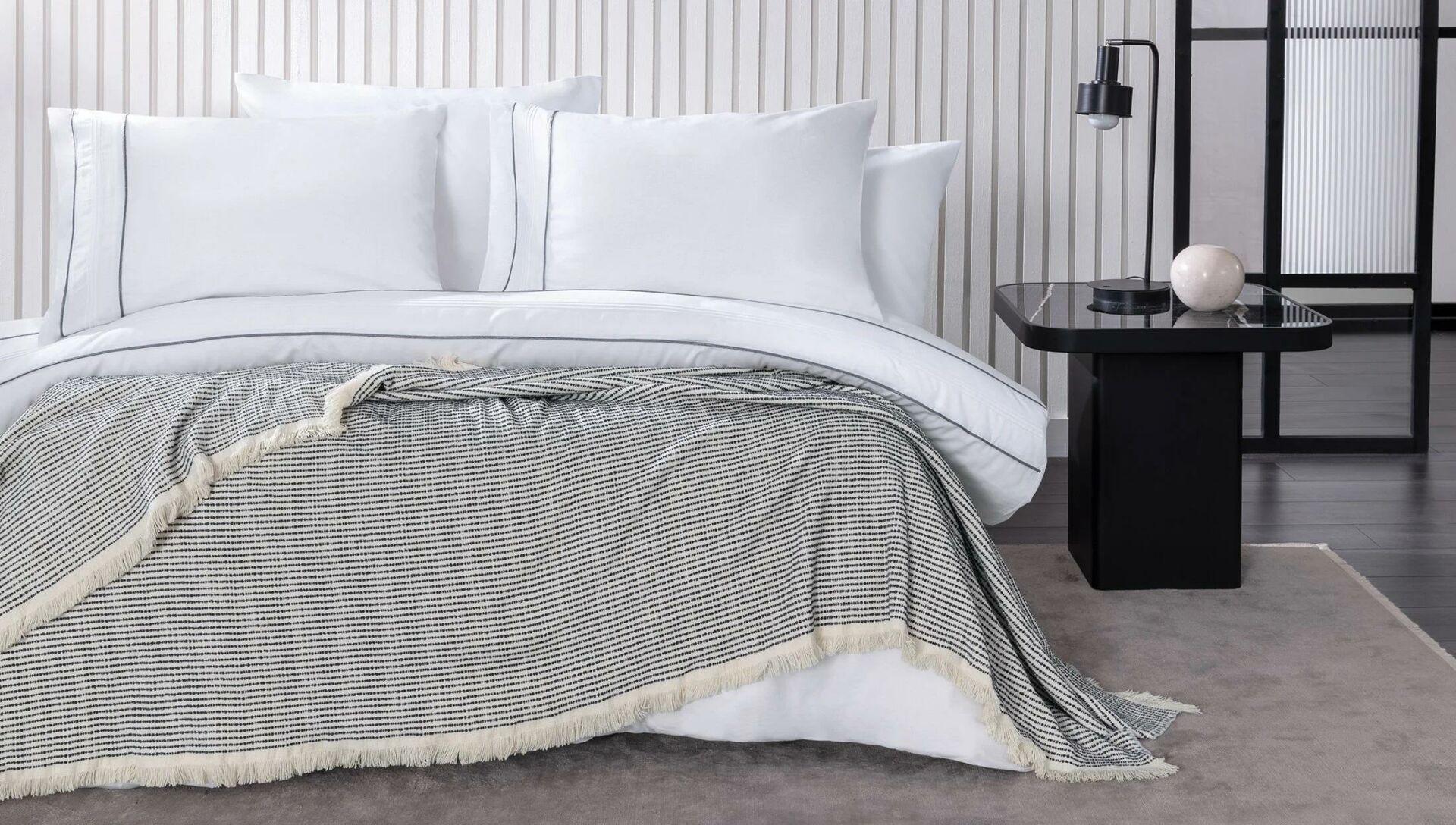 Yataş Bedding Çift Kişilik XL Floel Krep Nervurlu Nevresim Takımı Gri