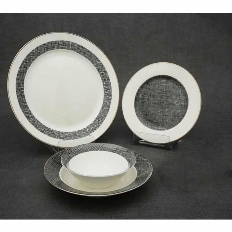 Biev Gri Desen 24 Parça Yemek Takımı+6Lı Fincan-Ih37