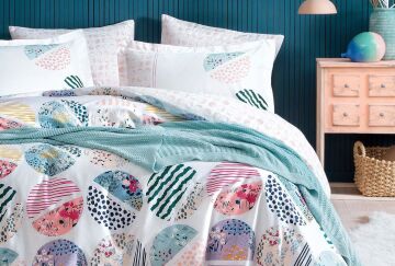 Yataş Bedding Çift Kişilik 5 Parça Triko Battaniyeli Nevresim Takımı Seti Bertha - Turkuaz