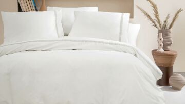 Yataş Bedding Çift Kişilik XL Clair Percale Nevresim Takımı Beyaz