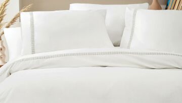 Yataş Bedding Çift Kişilik XL Clair Percale Nevresim Takımı Beyaz