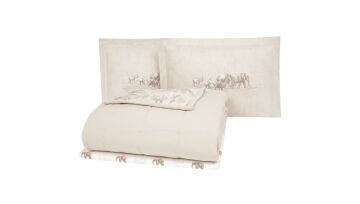 Çift Kişilik Barnet Co Mic Yatak Örtüsü Takımı - Bej