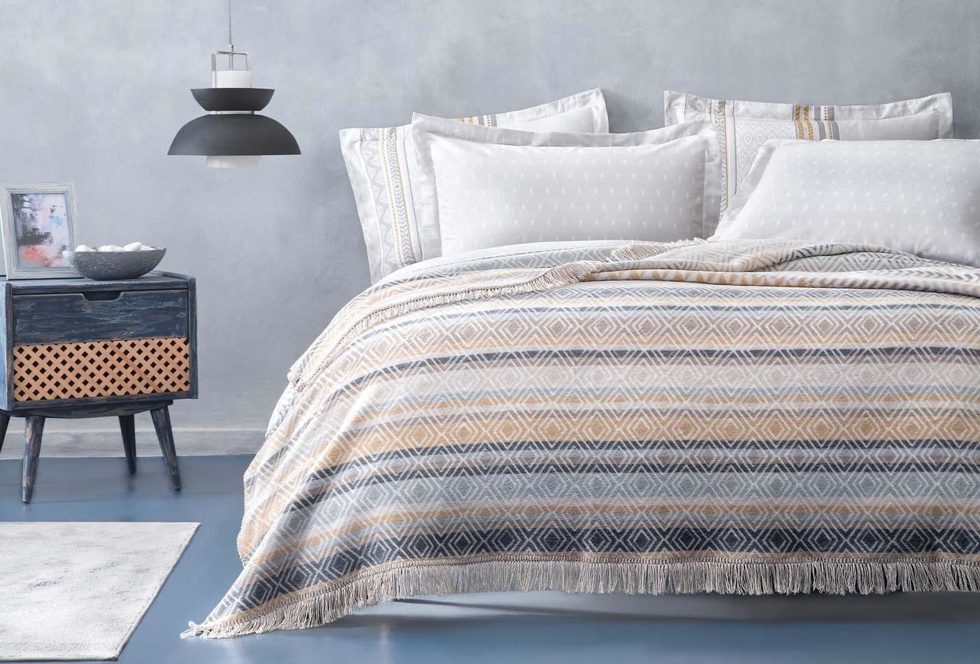 Yataş Bedding Çift Kişilik Lina Pamuk Battaniye Safran