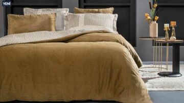 Yataş Bedding Çift Kişilik Estie Kadife Saten Nevresim Takımı - Camel