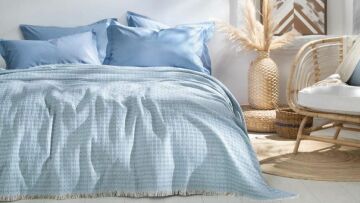 Yataş Bedding Çift Kişilik Marita Pike Takımı - Açık Mavi