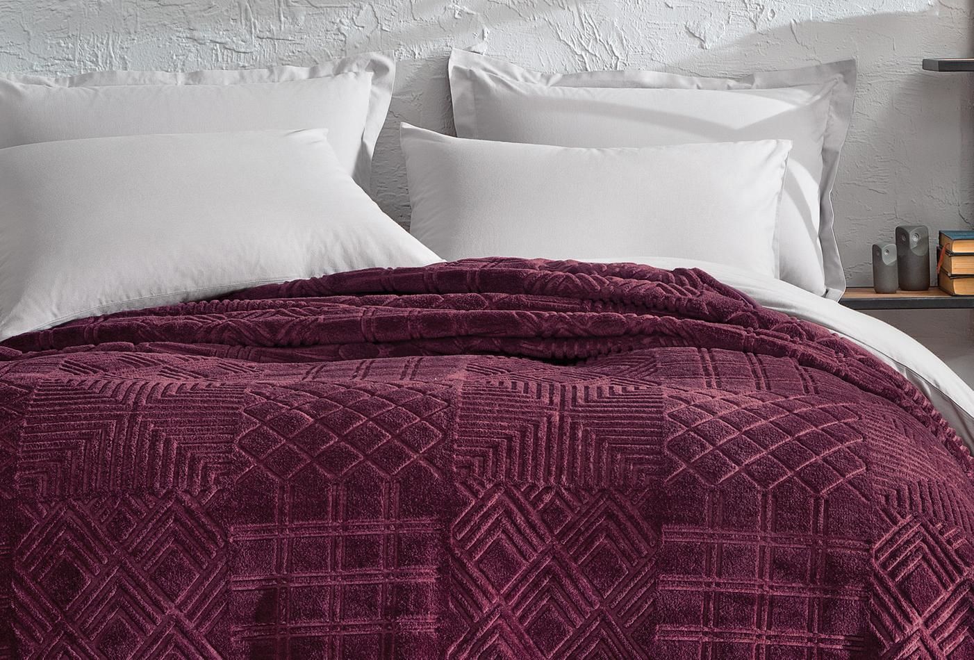 Yataş Bedding Çift Kişilik Nova Emboss Battaniye - Vişne