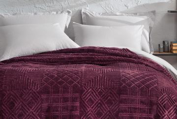Yataş Bedding Çift Kişilik Nova Emboss Battaniye - Vişne