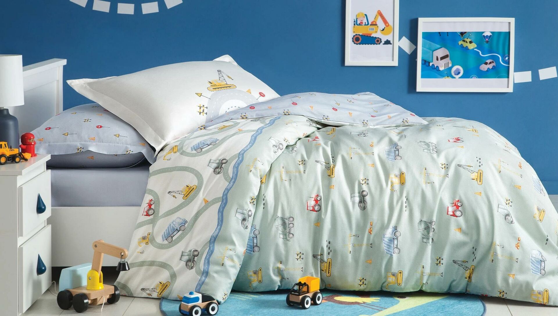 Yataş Bedding Tek Kişilik Busy Trucks Rnf Nevresim Takımı