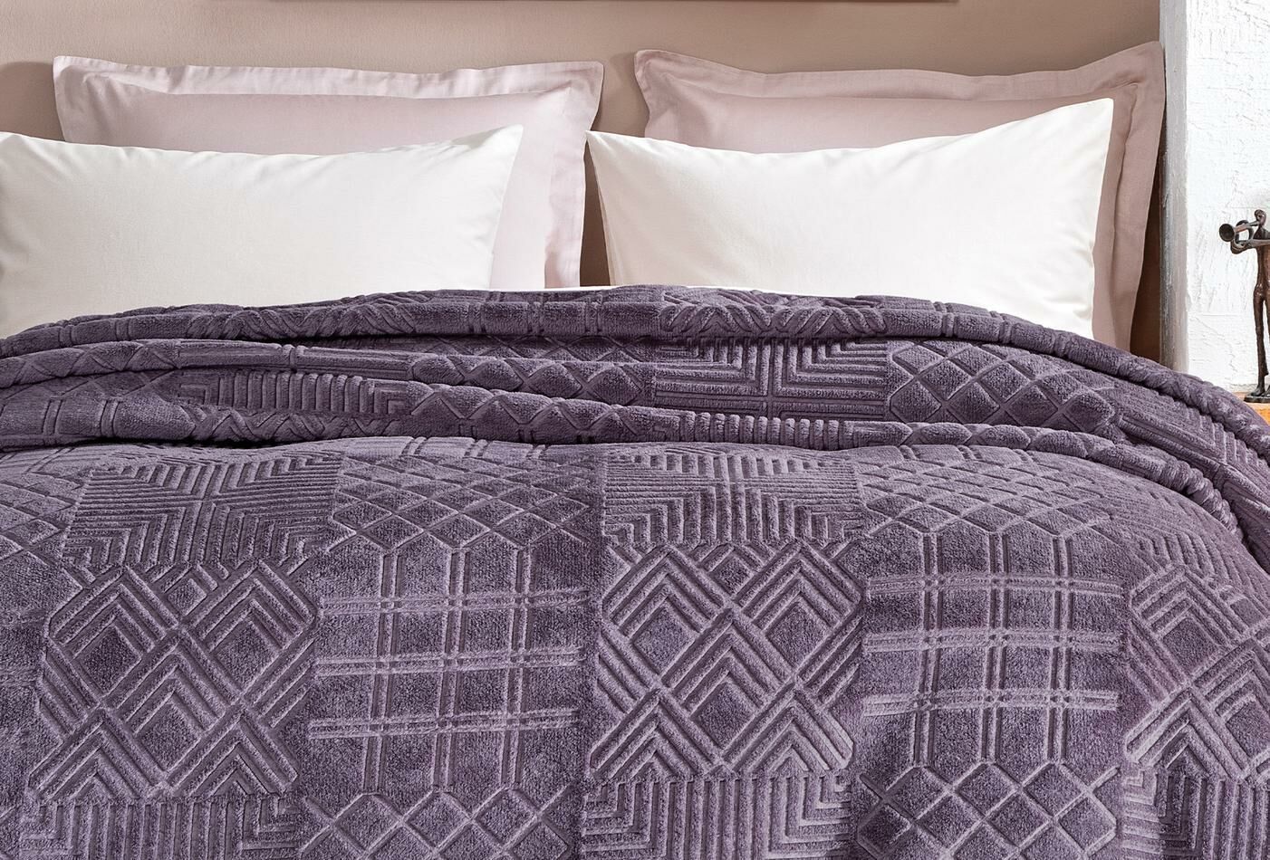 Yataş Bedding Çift Kişilik Nova Emboss Battaniye - Kül Moru