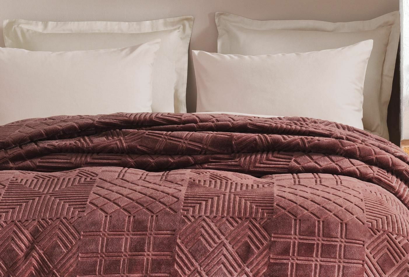 Yataş Bedding Çift Kişilik Nova Emboss Battaniye - Gül Kurusu