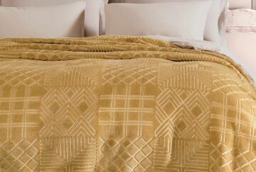Yataş Bedding Çift Kişilik Nova Emboss Battaniye - Hardal