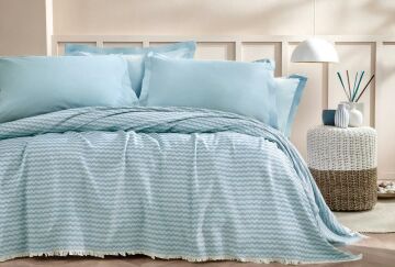 Yataş Bedding Çift Kişilik Gwen Pike Takımı - Buz Mavisi