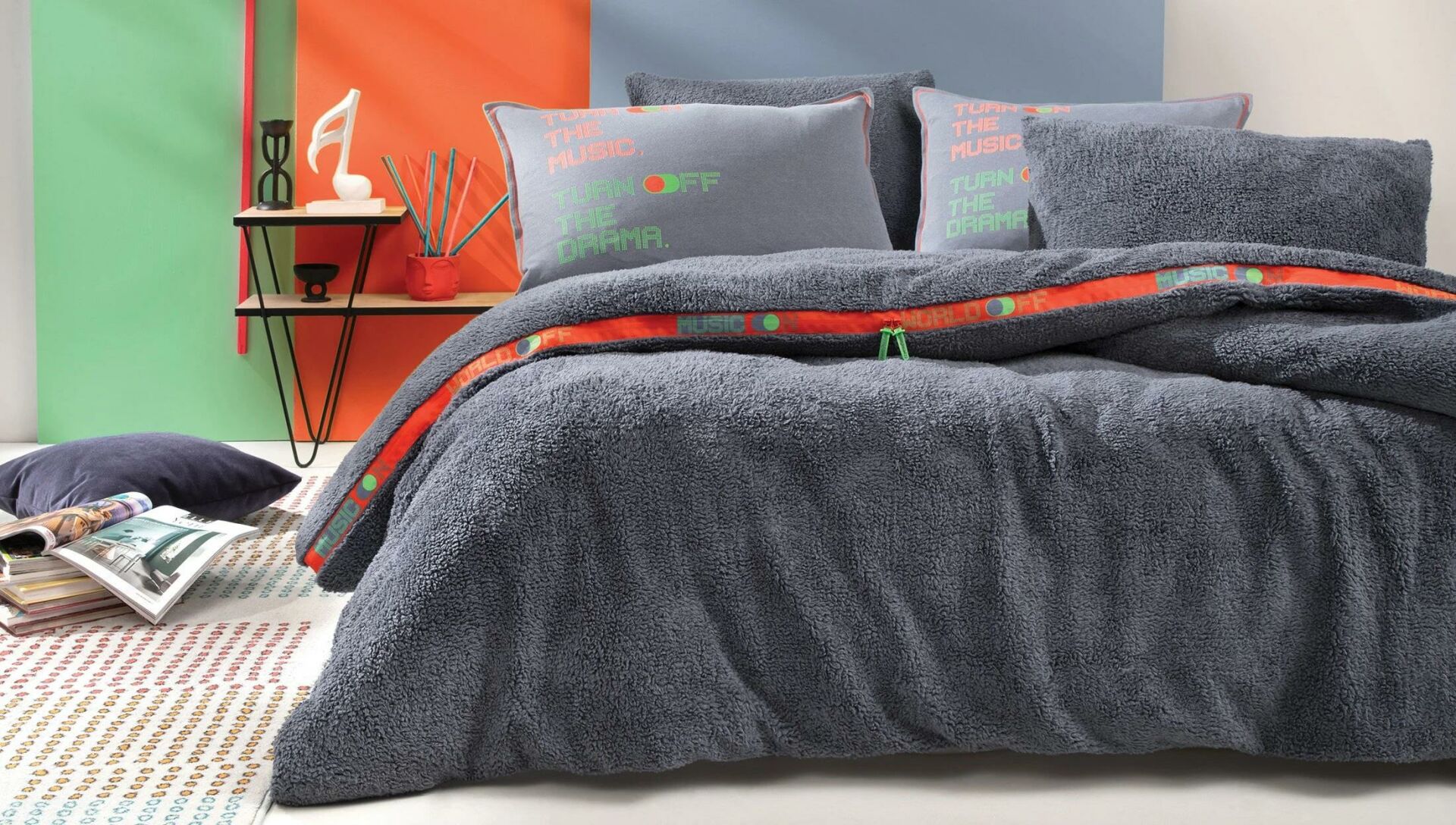 Yataş Bedding Çift Kişilik Coverme Music Battaniye Nevresim Takımı İndigo