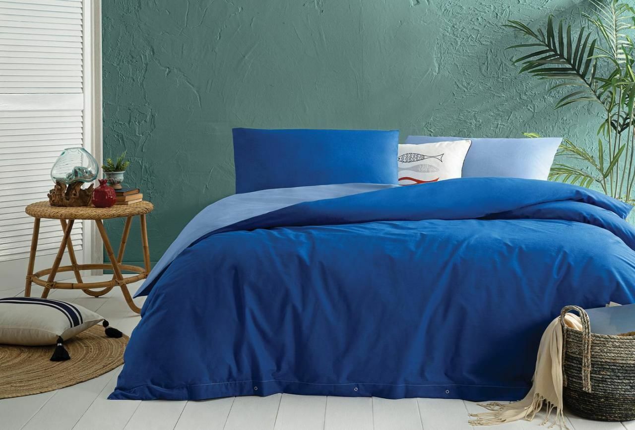 Yataş Bedding Çift Kişilik XL Noah Rnf Nevresim Seti (Açık Lacivert - Açık Mavi)