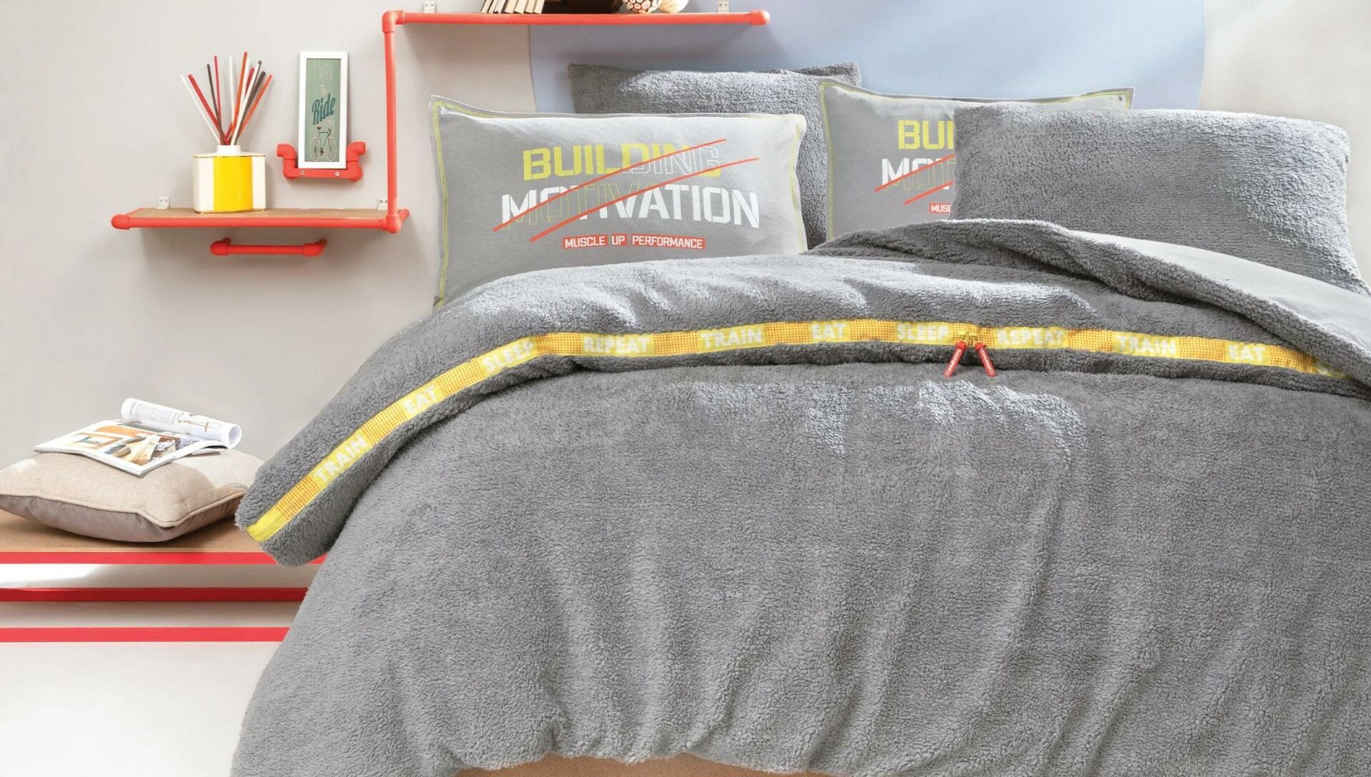 Yataş Bedding Çift Kişilik Coverme Motivation Battaniye Nevresim Takımı Gri