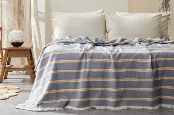 Yataş Bedding Çift Kişilik Vitali Müslin Pike Yatak Örtüsü - Lacivert