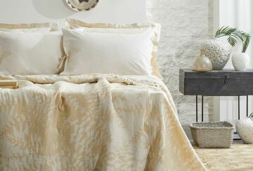 Yataş Bedding Çift Kişilik Lorena Müslin Pike Yatak Örtüsü Takımı - Camel