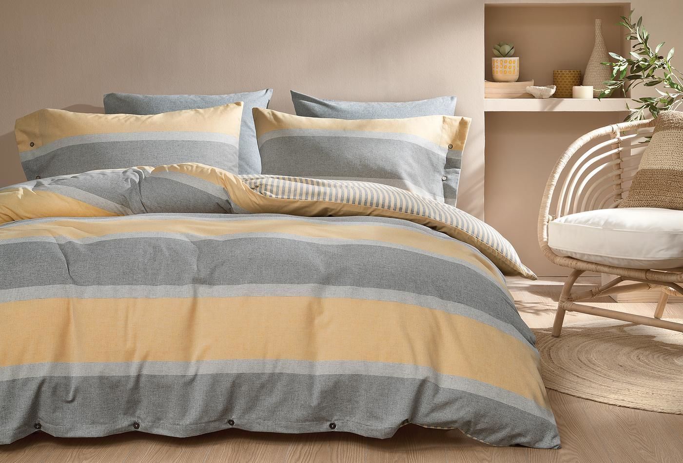Yataş Bedding Çift Kişilik Perla İpliği Boyalı Nevresim Takımı - Sarı