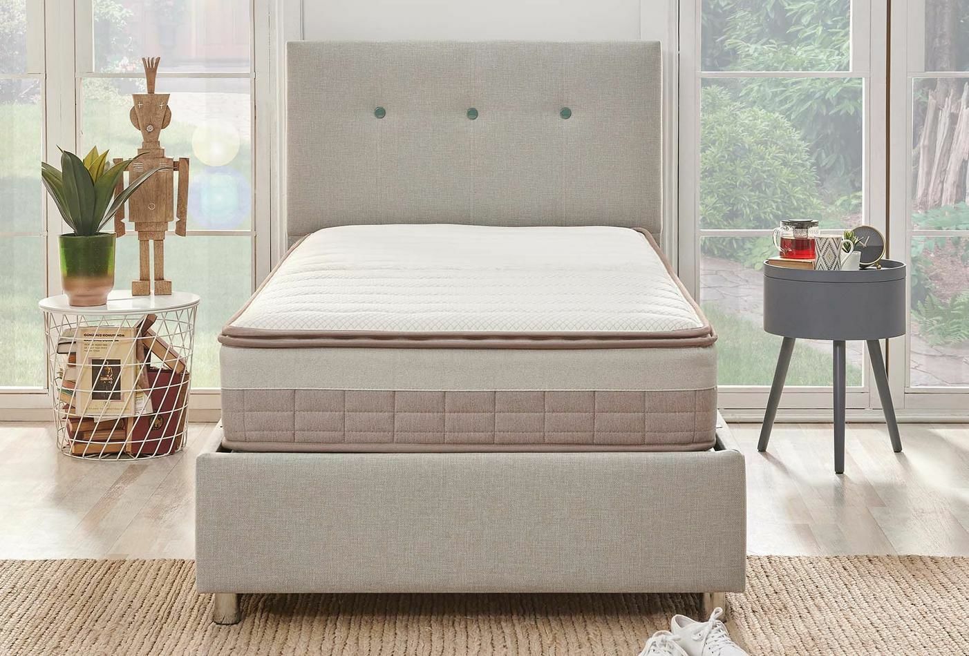 Yataş Bedding Nova Başlık 100lük - 30101 Gri (Petrol Yeşili Düğmeli)