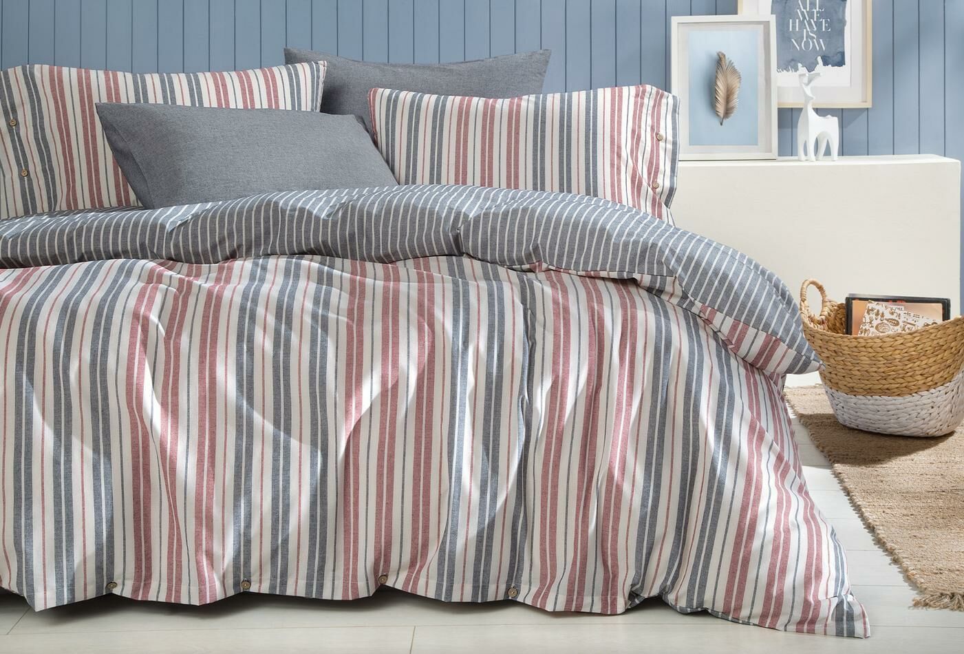 Yataş Bedding Tek Kişilik Romina İpliği Boyalı Nevresim Takımı - Koyu Indigo