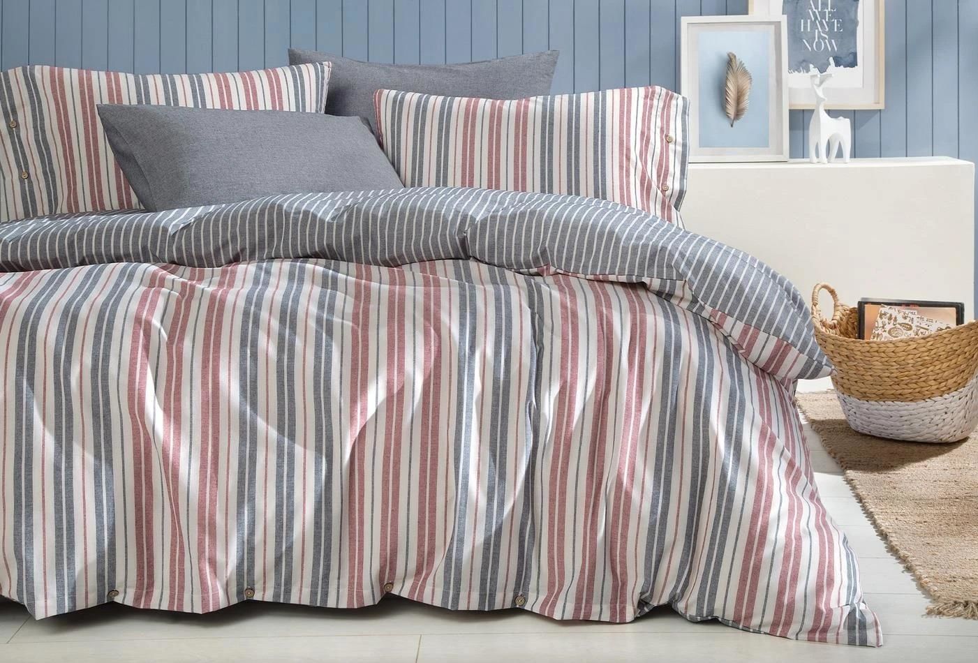 Tek Kişilik Romina İpliği Boyali Nevresim Takımı - Koyu indigo