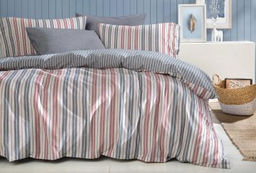 Tek Kişilik Romina İpliği Boyali Nevresim Takımı - Koyu indigo